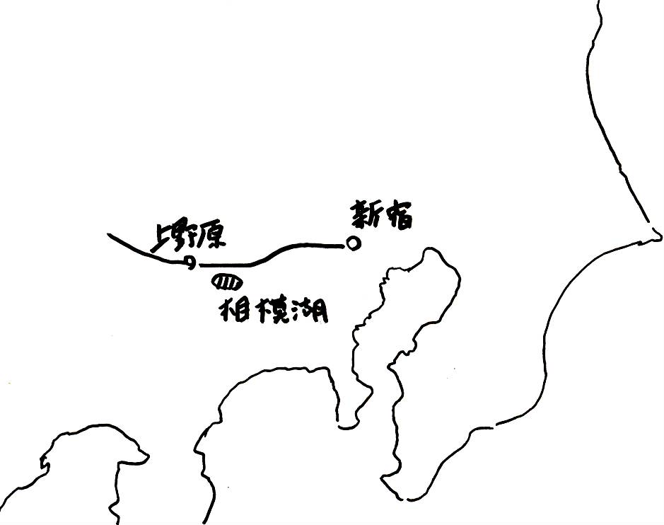 地図：東京と上野原位置関係