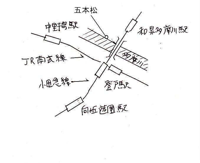 多摩川五本松周辺地図